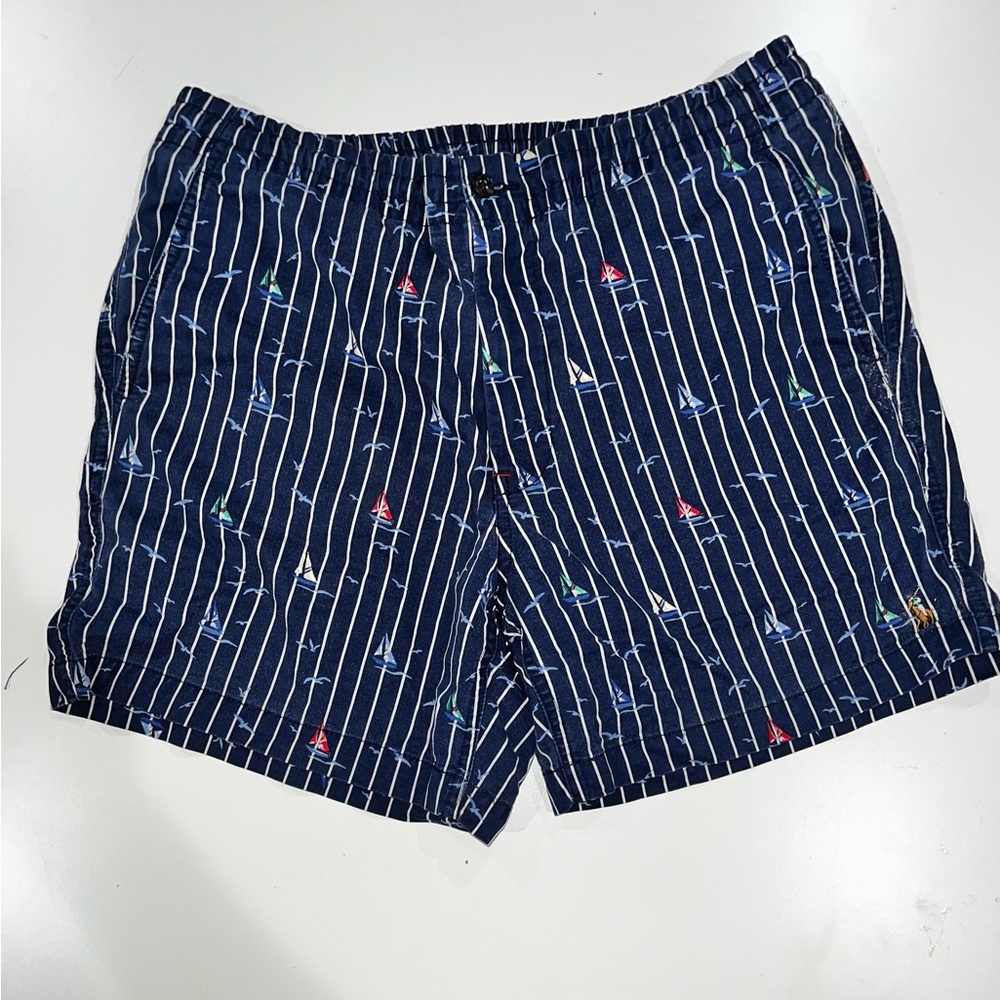 Polo by Ralph Lauren Navy Striped with Sailboat Print
